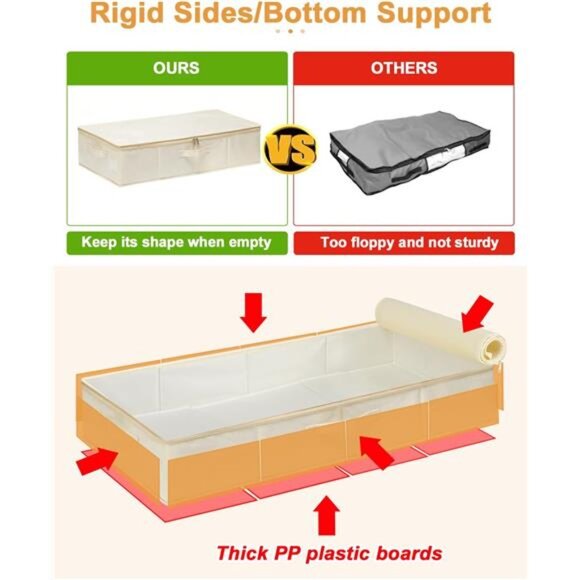 Under Bed Storage, 2 Pack Clothing Storage Bags W/Upgraded Handles, Large - Picture 3 of 7